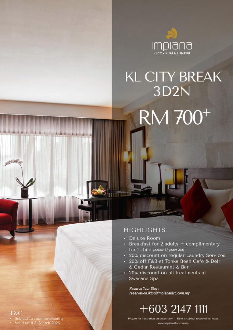 KL City Break: 3 Days 2 Nights at Impiana KLCC Hotel